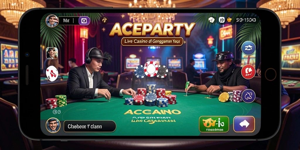 Tampilan seru permainan langsung di ACEPARTY dengan dealer profesional.