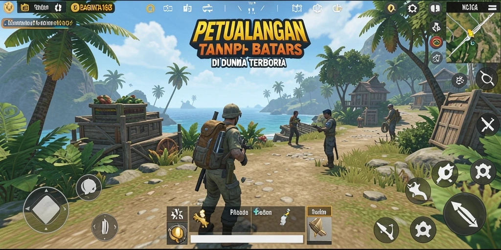 Screenshot menampilkan aksi eksplorasi di dunia terbuka BAGINTA168.