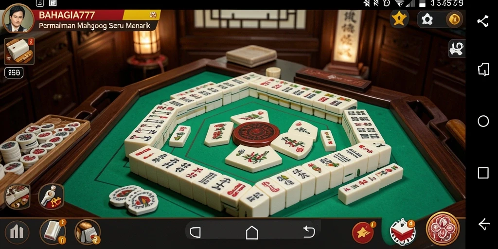 Tampilan grafis gameplay Mahjong yang menarik di BAHAGIA777.