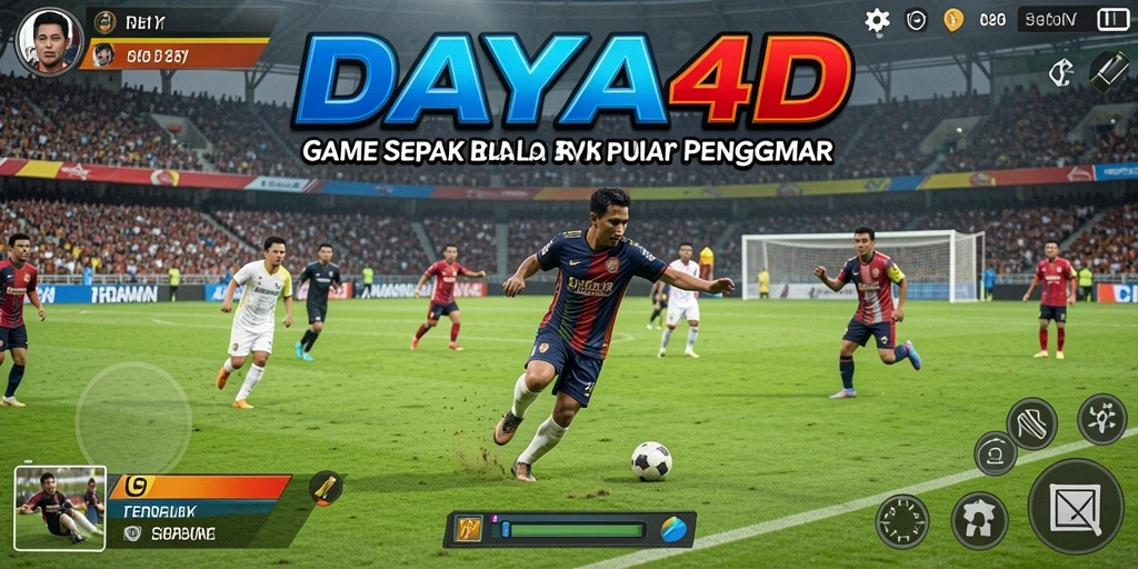 Tampilan gameplay DAYA4D dengan aksi sepak bola mendebarkan.