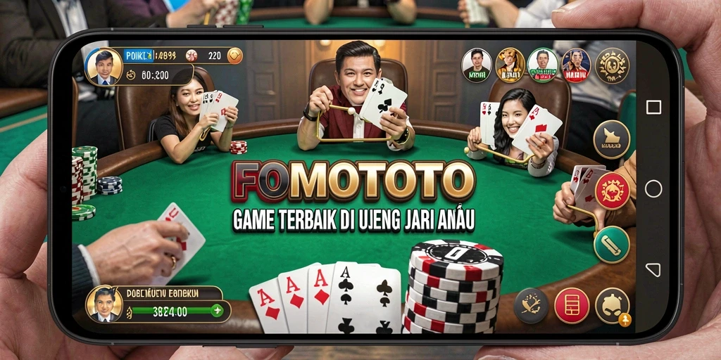 Screenshot FOMOTOTO menunjukkan gameplay poker yang menarik.