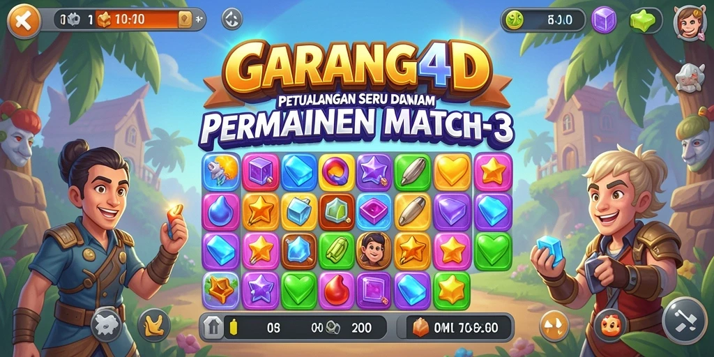 Tampilan gameplay GARANG4D yang menarik dengan elemen Match-3.