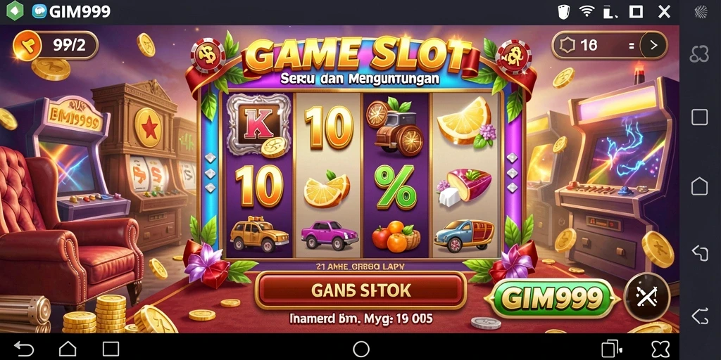 Tampilan gameplay GIM999 yang menegangkan dan penuh warna.
