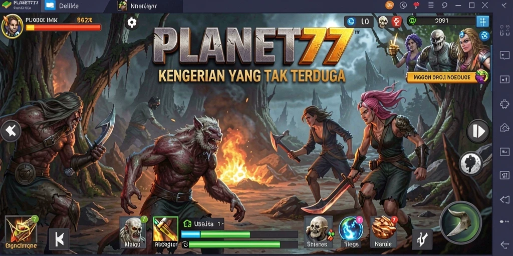 Tangkapan layar menampilkan suasana menyeramkan dan gameplay mendebarkan di PLANET77.