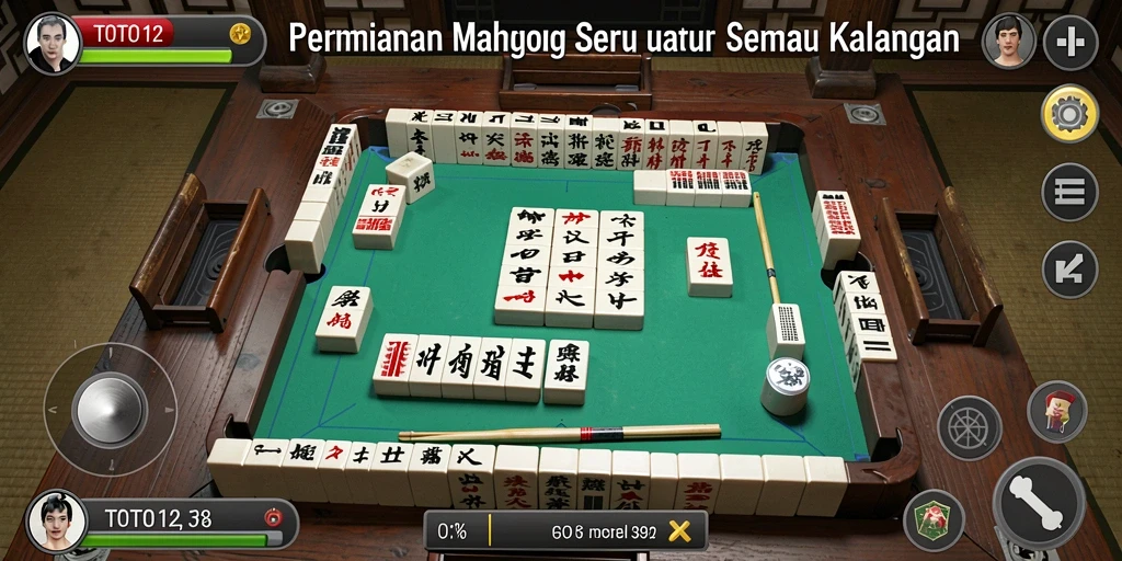 Screenshot gameplay TOTO12 yang menampilkan tingkat keseruan Mahjong.