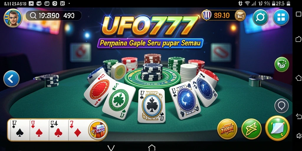 Screenshot utama UFO777 yang menampilkan gameplay Gaple menarik dan interaktif.